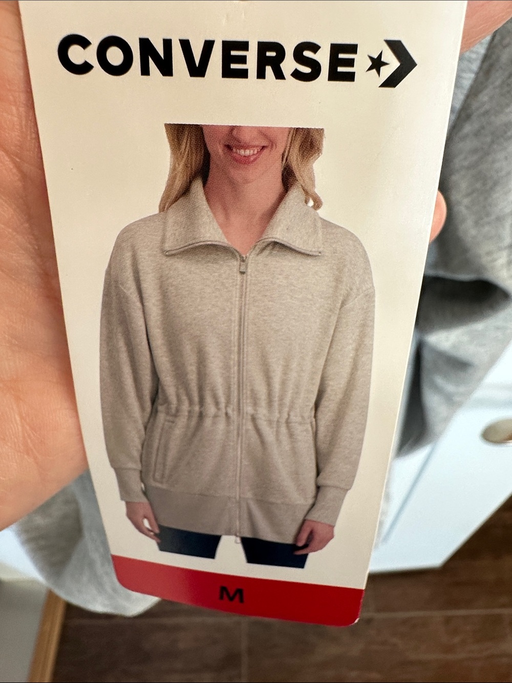 NWT Converse Heather Gray Zip-Up Sweatshirt Jacket Medium